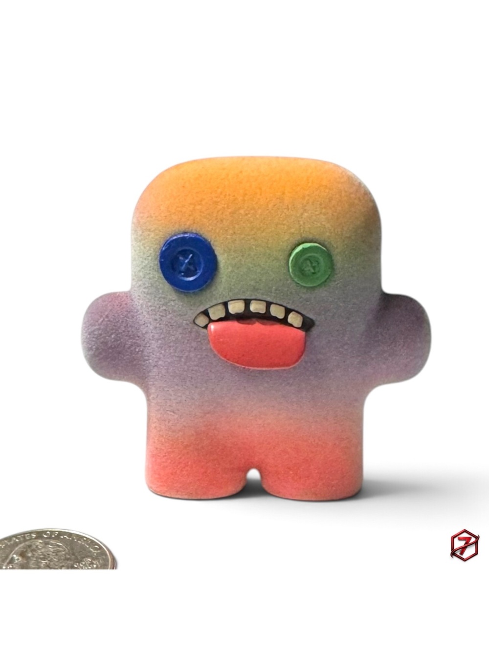 Fuggler Oogah Boogah 2.5” Series 1 Rare Rainbow Flocked Silver Butt-On Figure